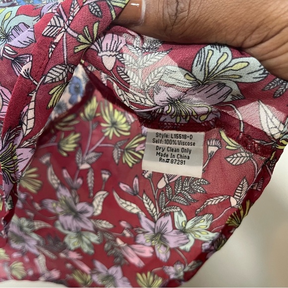 Johnny Was Jade Women Blouse Small Ditsy Floral Ruffle Ballon Sleeve Boho Sheer - Picture 7 of 9